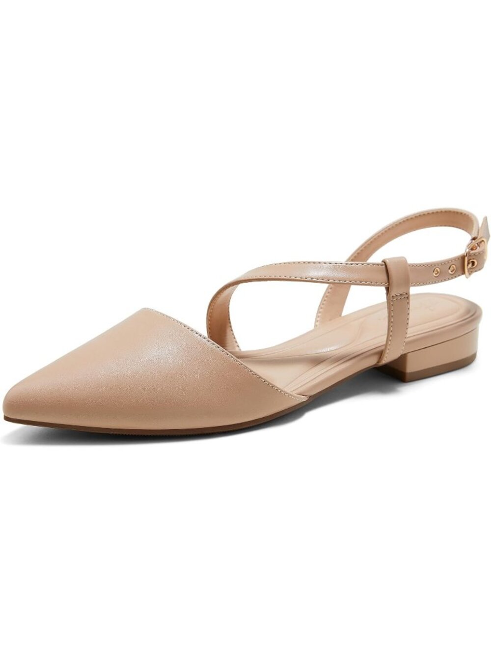 Women's Nude Faux Leather Comfortable Casual Fashion Pointed Toe Slingback Flats